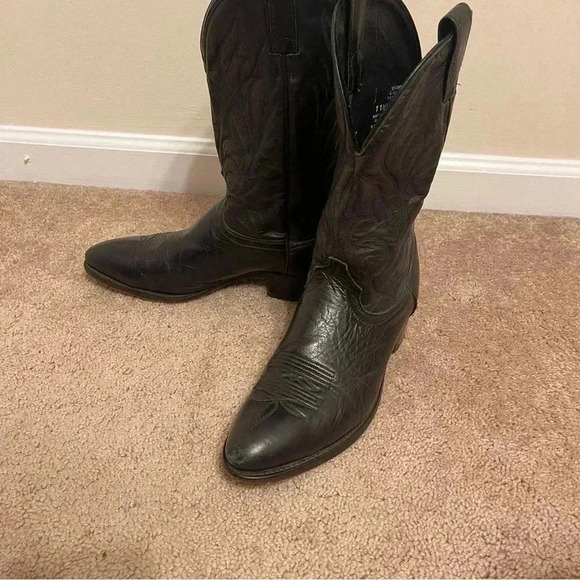 Laredo Western Boots Mens Hawk Stitched Snip Toe 11 1/2 D Black 7020 - Picture 16 of 16